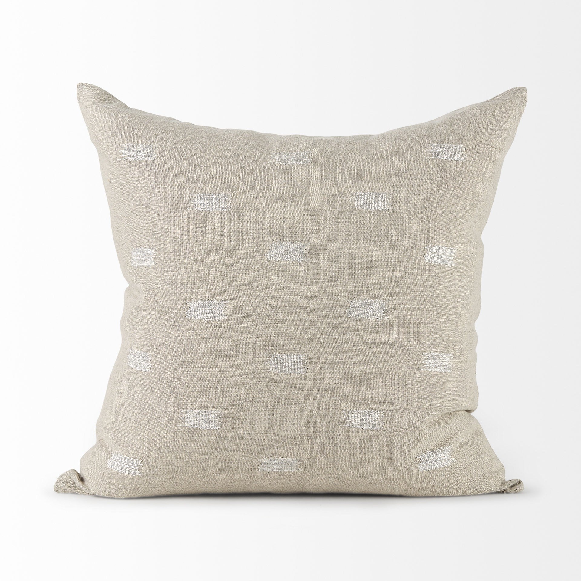 Canvas Beige And White Square Accent Pillow Cover-1