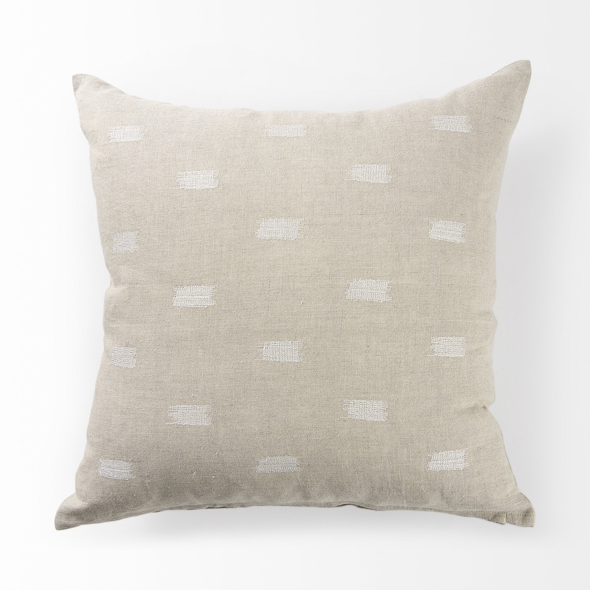 Canvas Beige And White Square Accent Pillow Cover-4