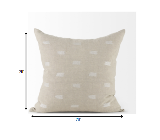 Canvas Beige And White Square Accent Pillow Cover-8