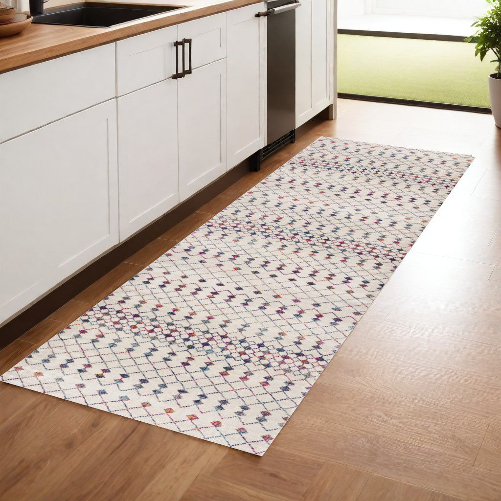 8' Cream Ikat Area Rug-0