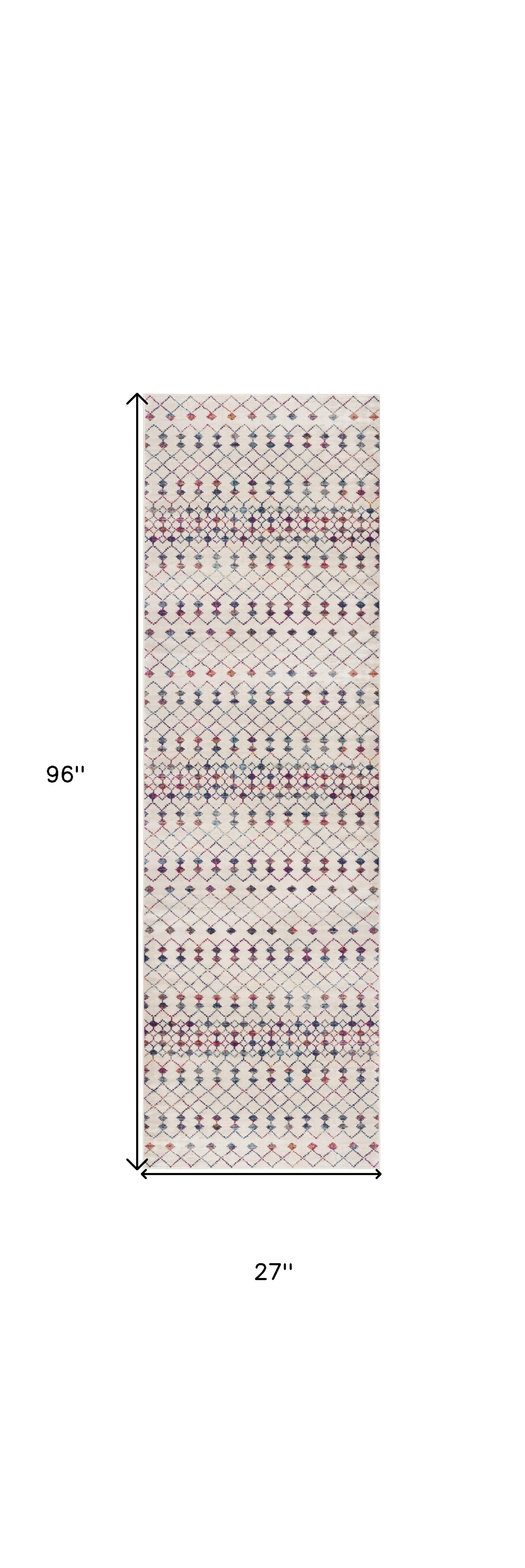 8' Cream Ikat Area Rug-2