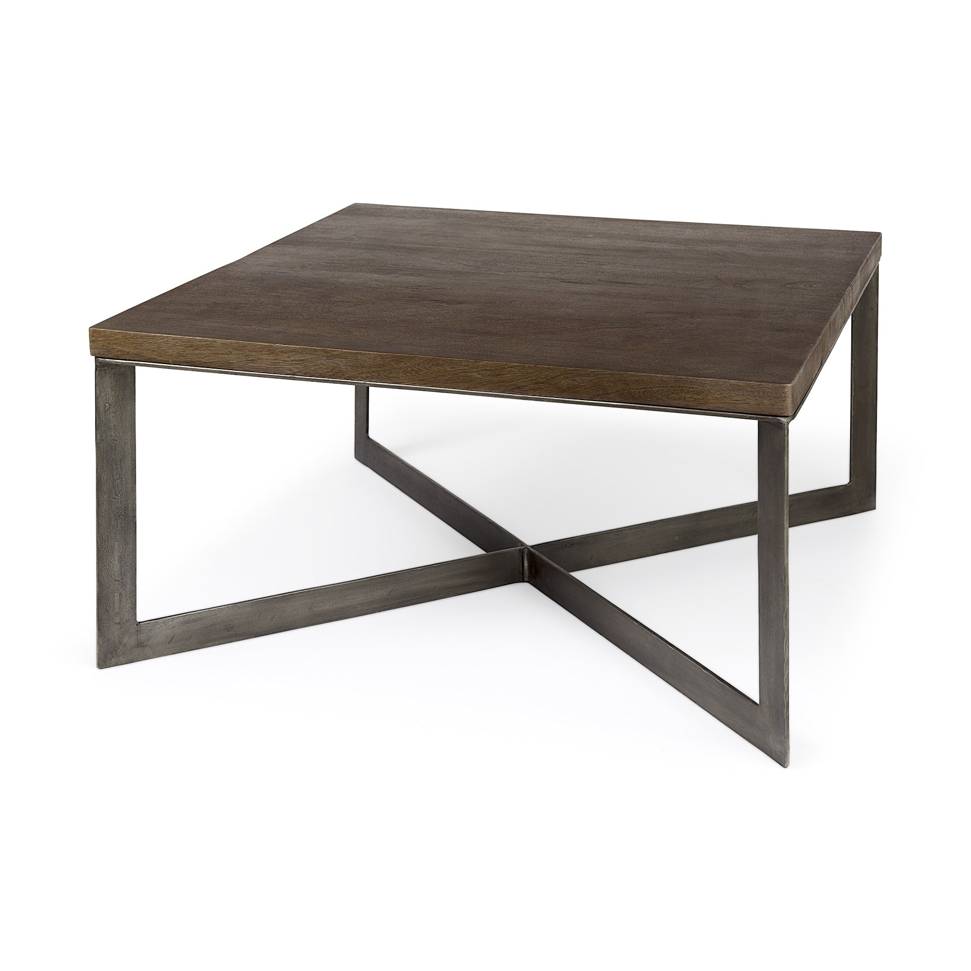 34" Brown Solid Wood Square Coffee Table-0