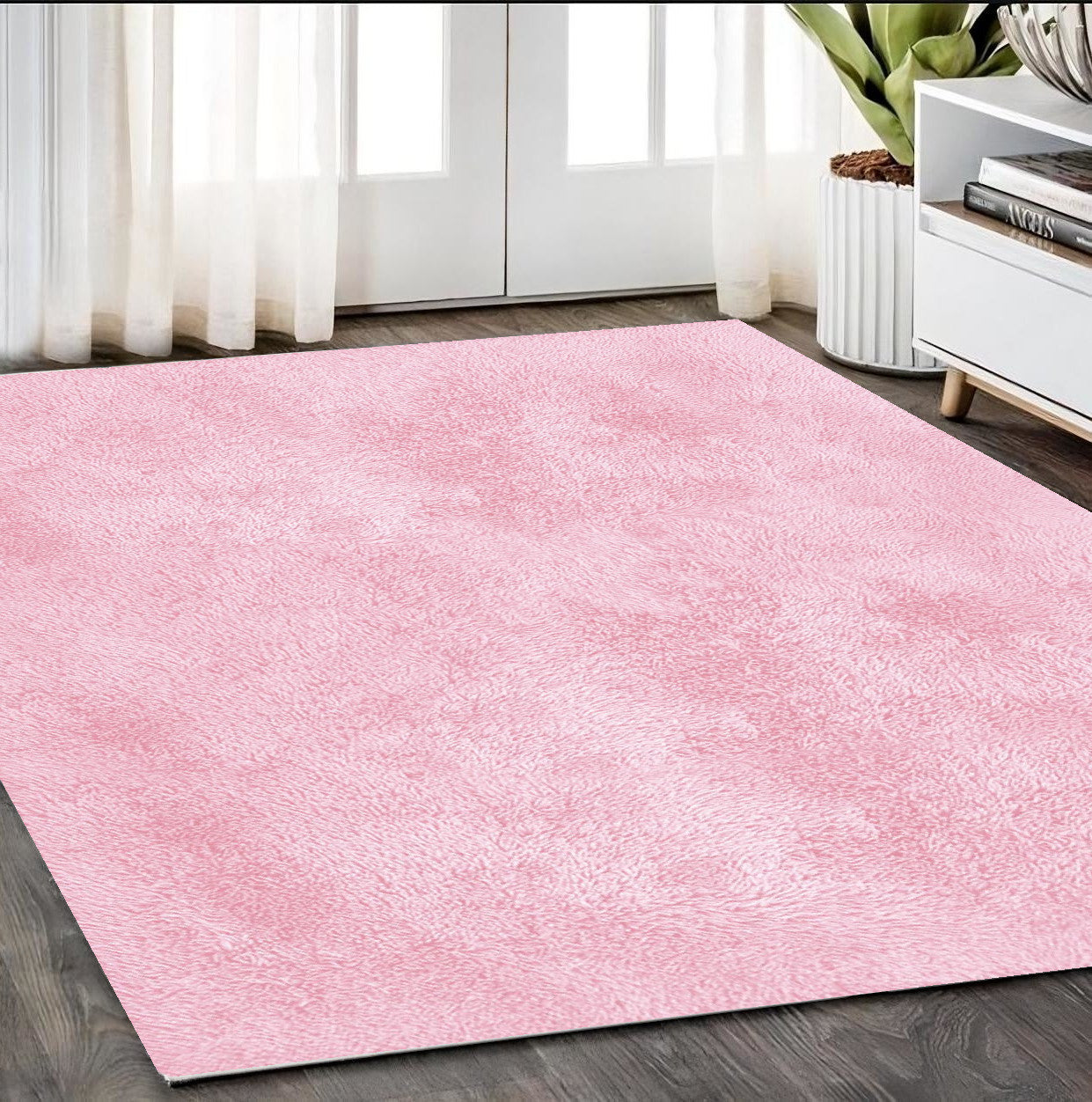 5' X 7' Pink Shag Area Rug-0