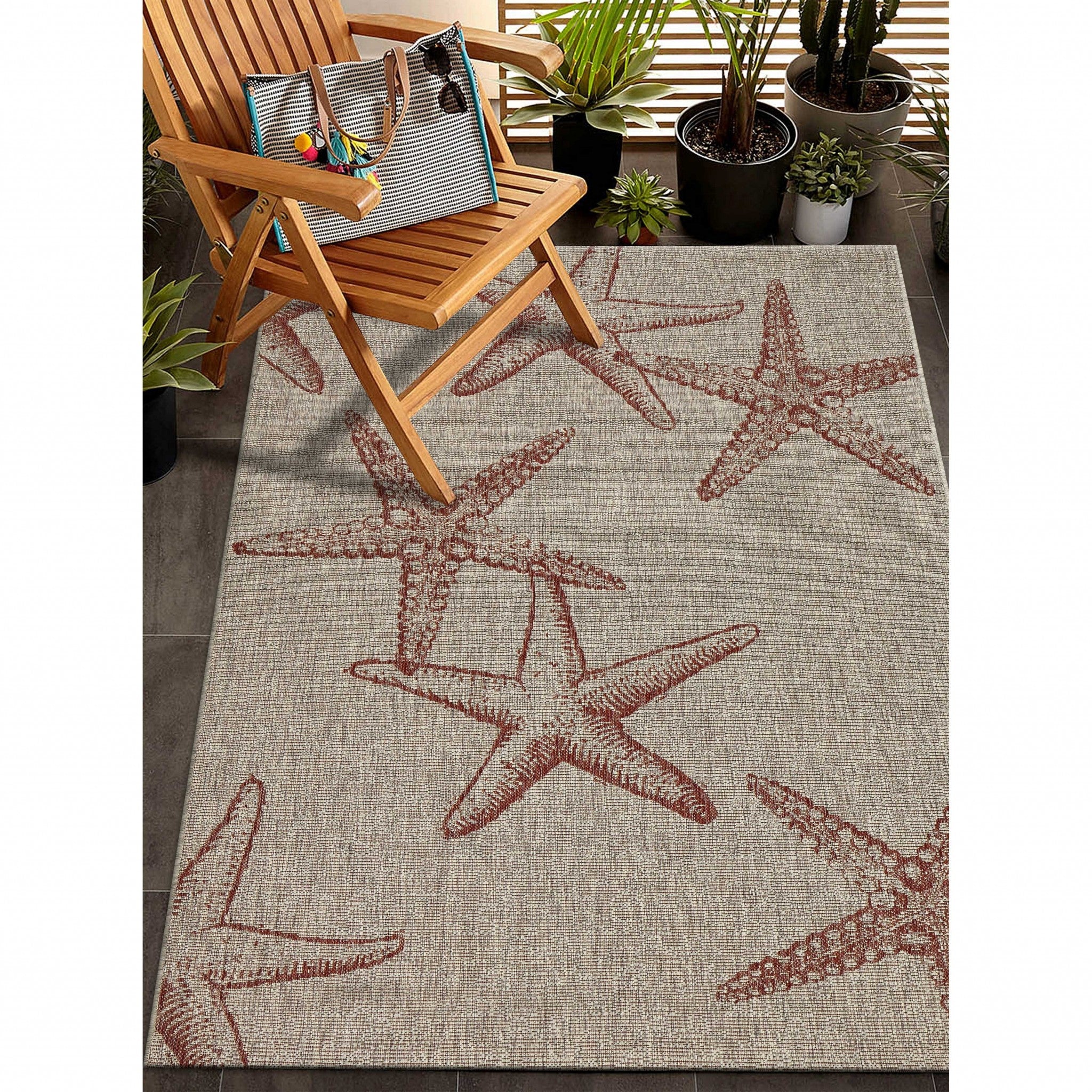 5' X 7' Beige Indoor Outdoor Area Rug-6