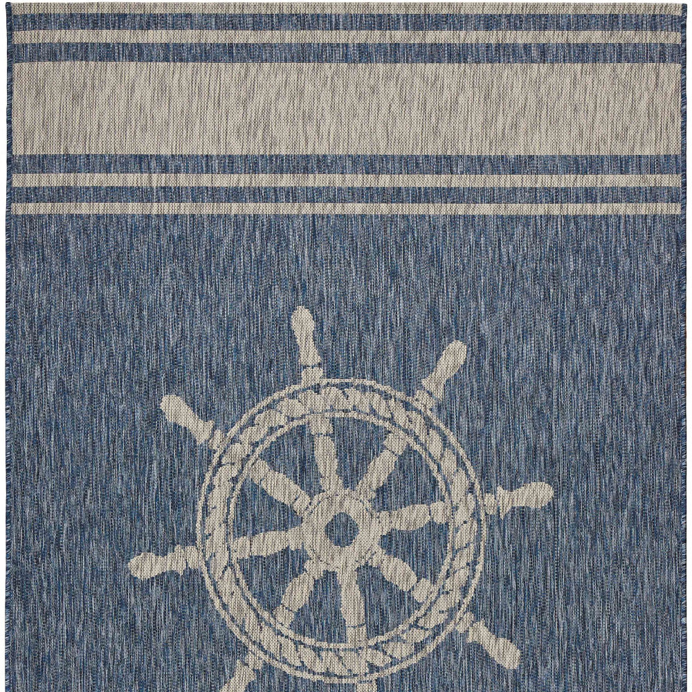 8' X 9' Blue And Gray Indoor Outdoor Area Rug-1