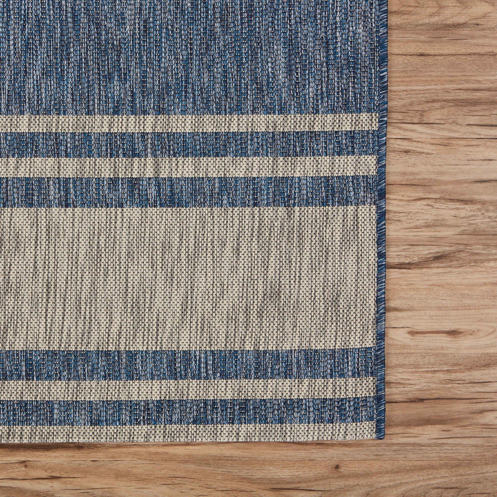 8' X 9' Blue And Gray Indoor Outdoor Area Rug-6