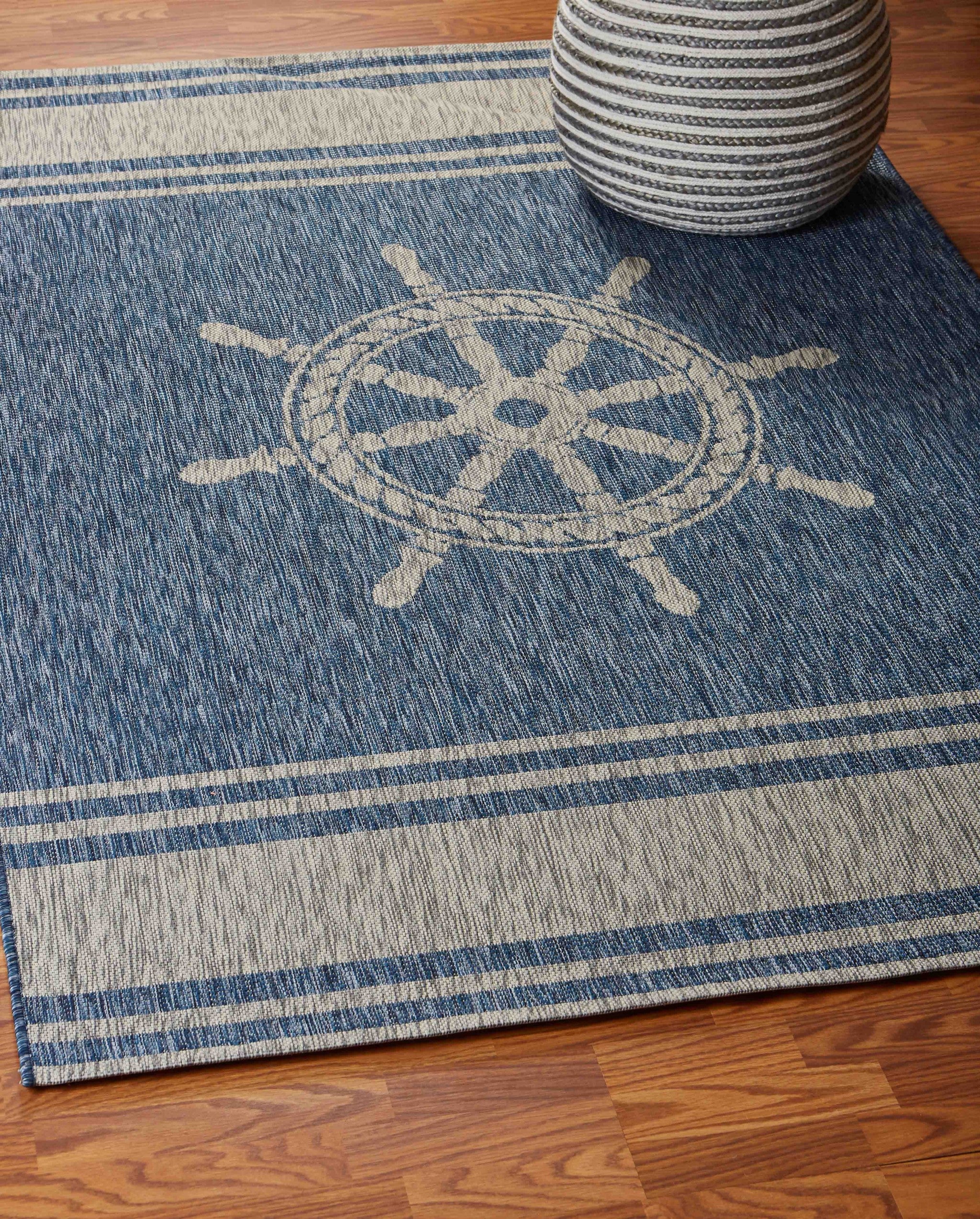 8' X 9' Blue And Gray Indoor Outdoor Area Rug-7