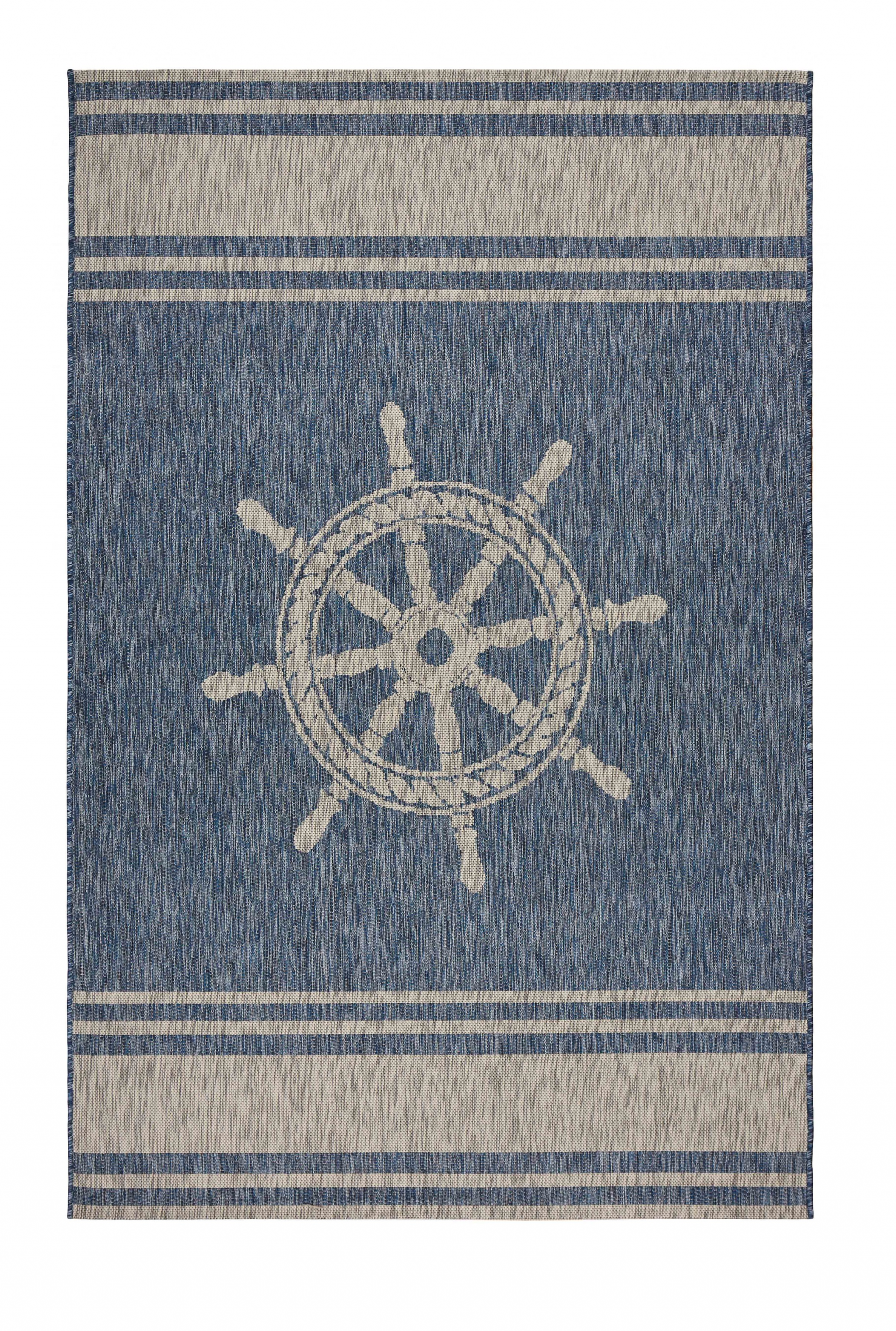 8' X 9' Blue And Gray Indoor Outdoor Area Rug-0