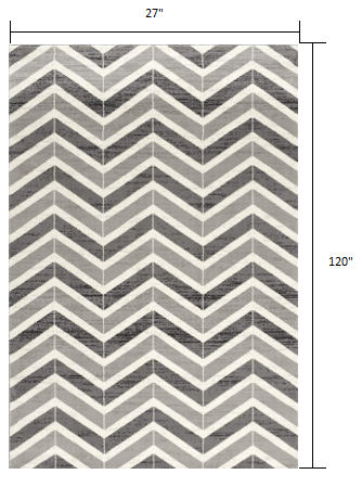 10' Gray Chevron Power Loom Runner Rug-2