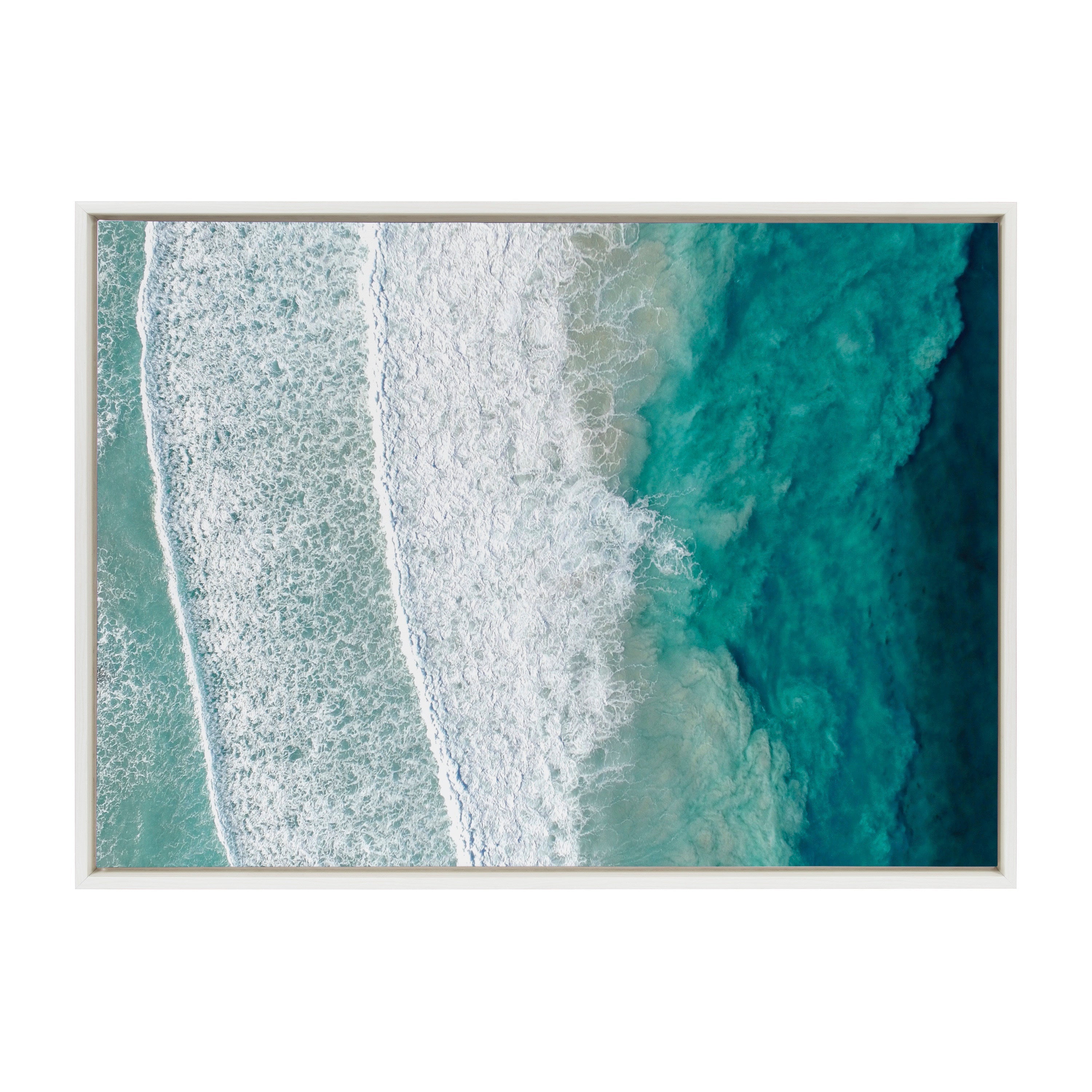 Sylvie Ocean Waves by the Bay Framed Canvas by The Creative Bunch Studio