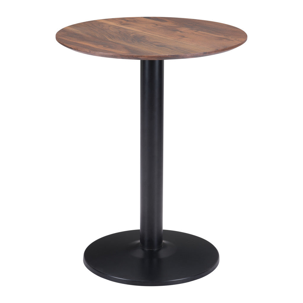 24" Black And Brown Round End Table-3