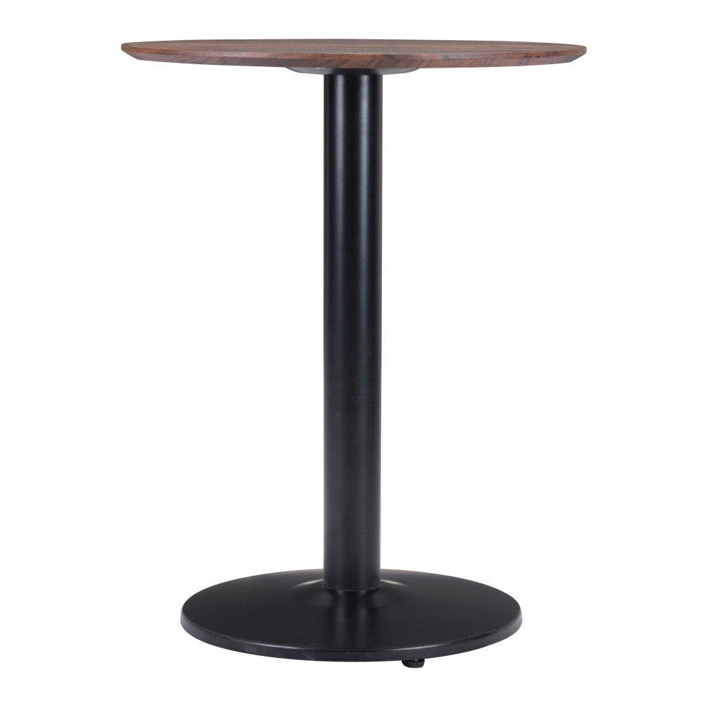 24" Black And Brown Round End Table-4