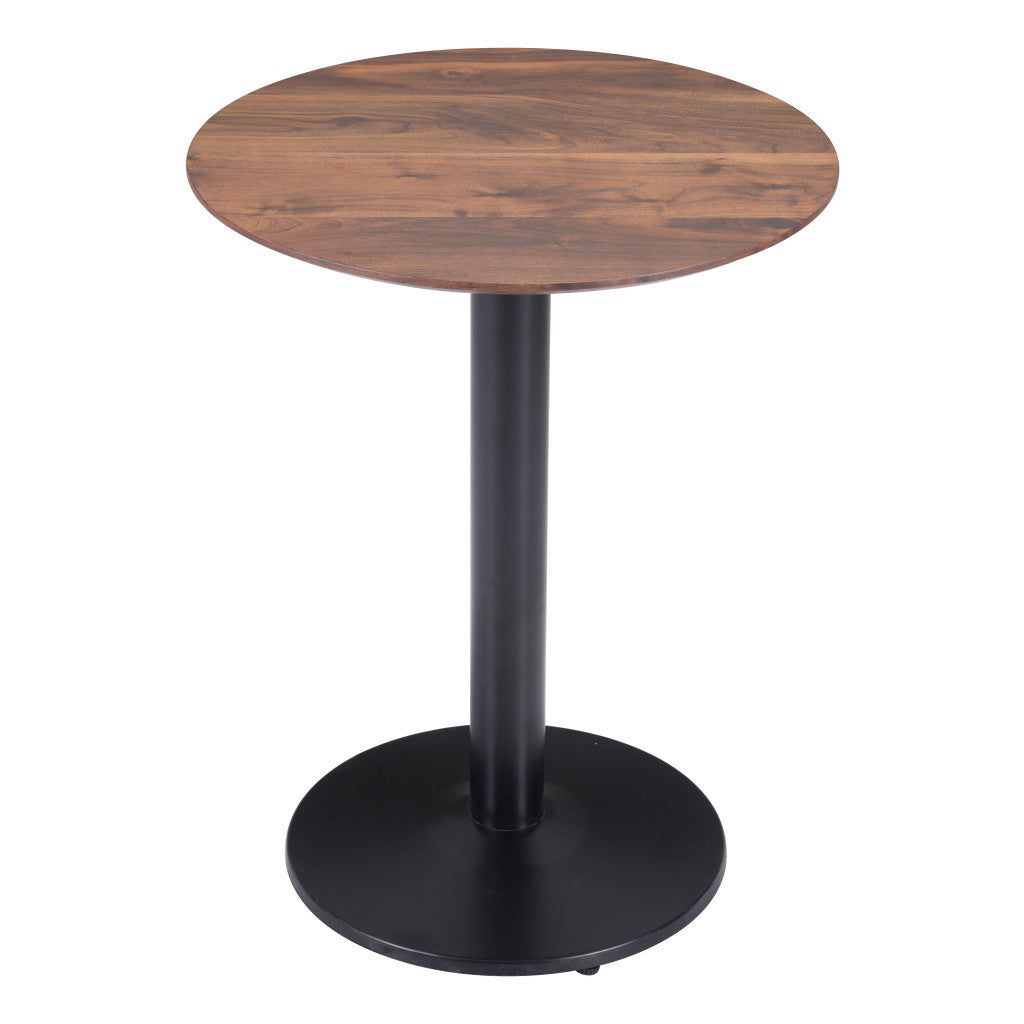 24" Black And Brown Round End Table-5