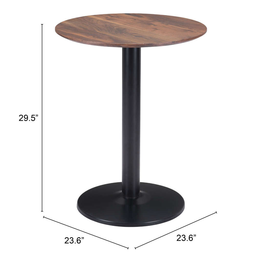 24" Black And Brown Round End Table-6