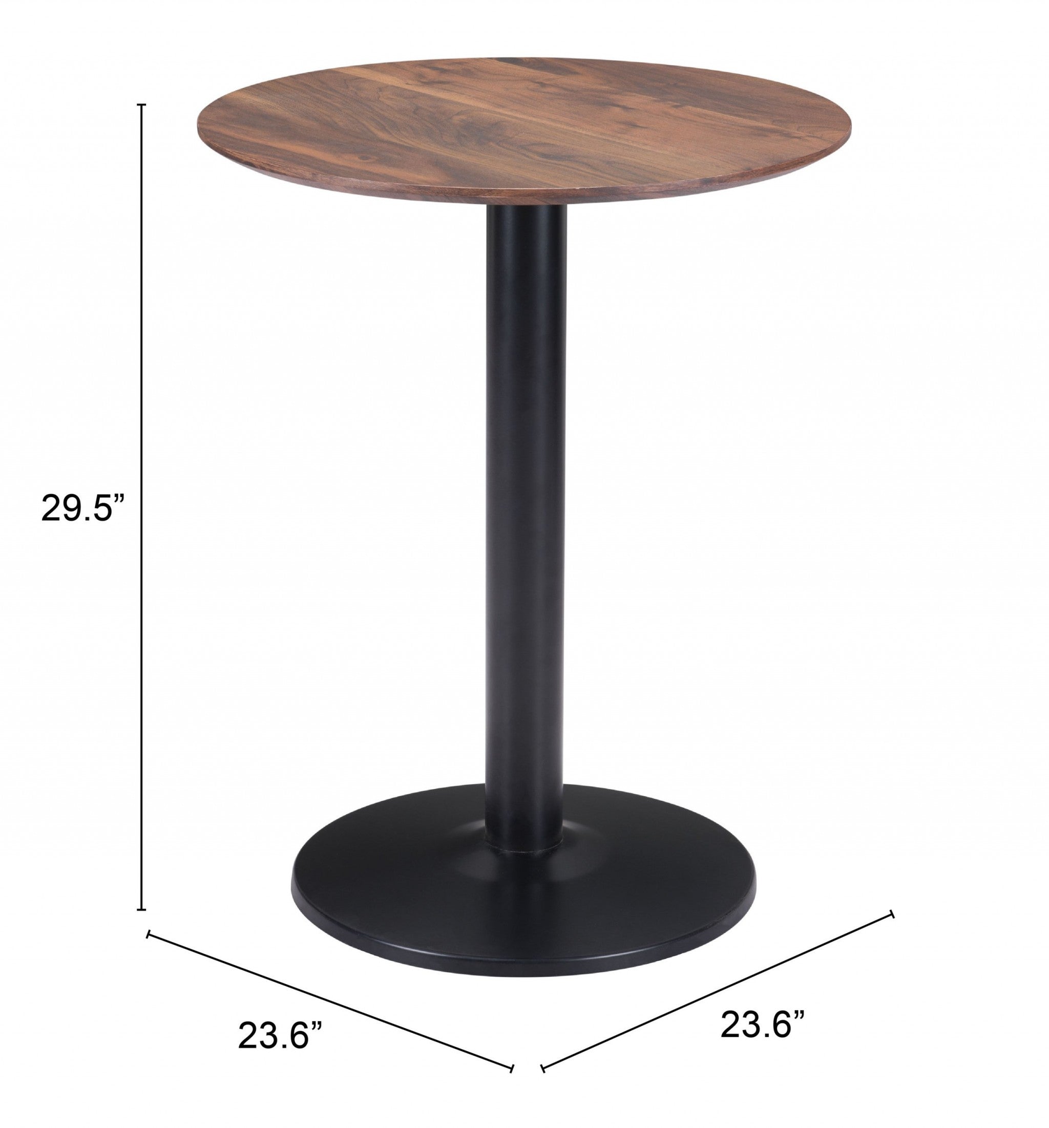 24" Black And Brown Round End Table-1