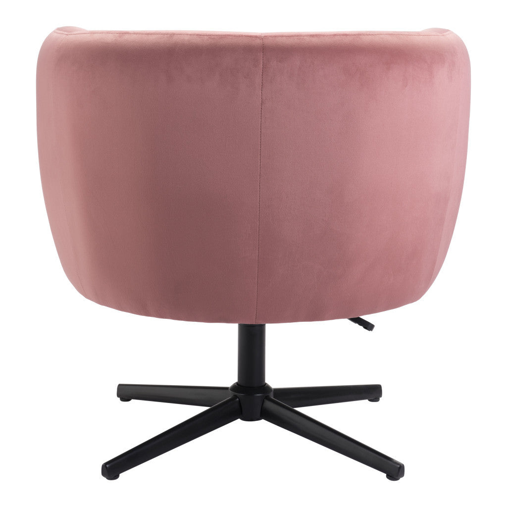 30" Pink And Black Velvet Swivel Barrel Chair-5