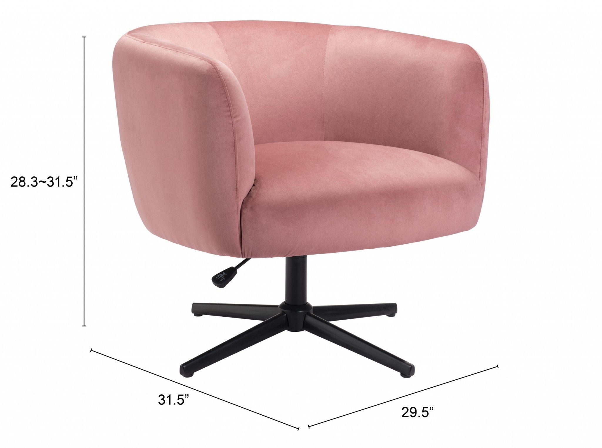 30" Pink And Black Velvet Swivel Barrel Chair-1