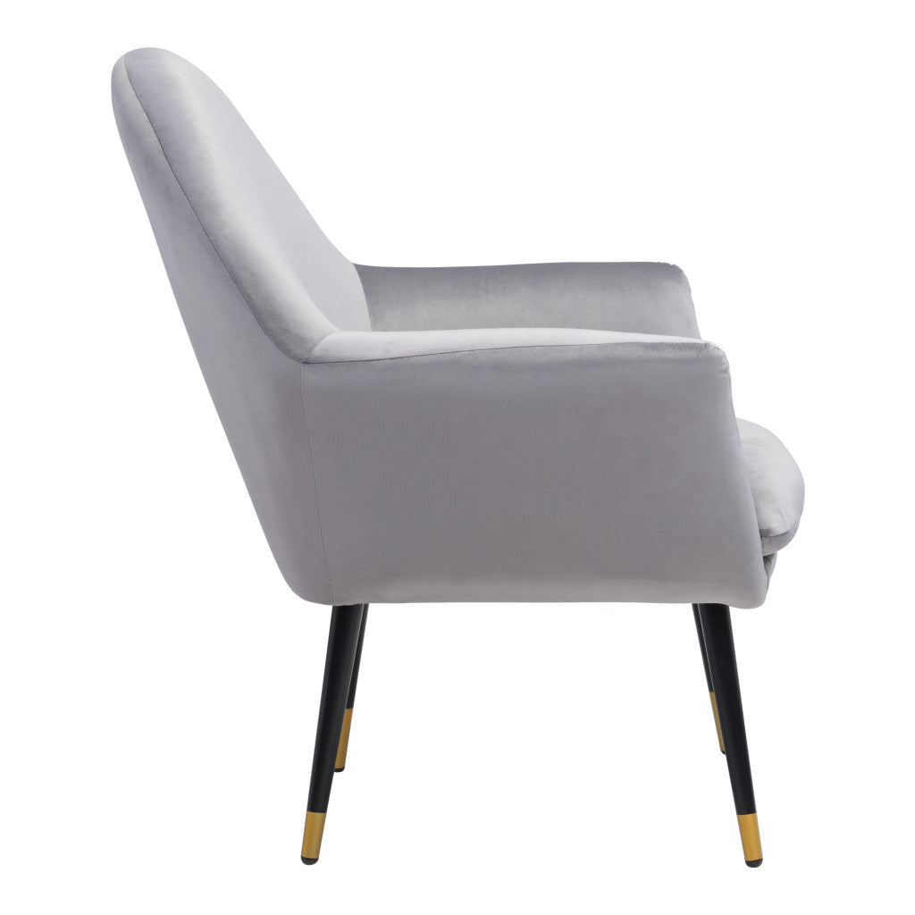 30" Gray And Gold Velvet Arm Chair-3