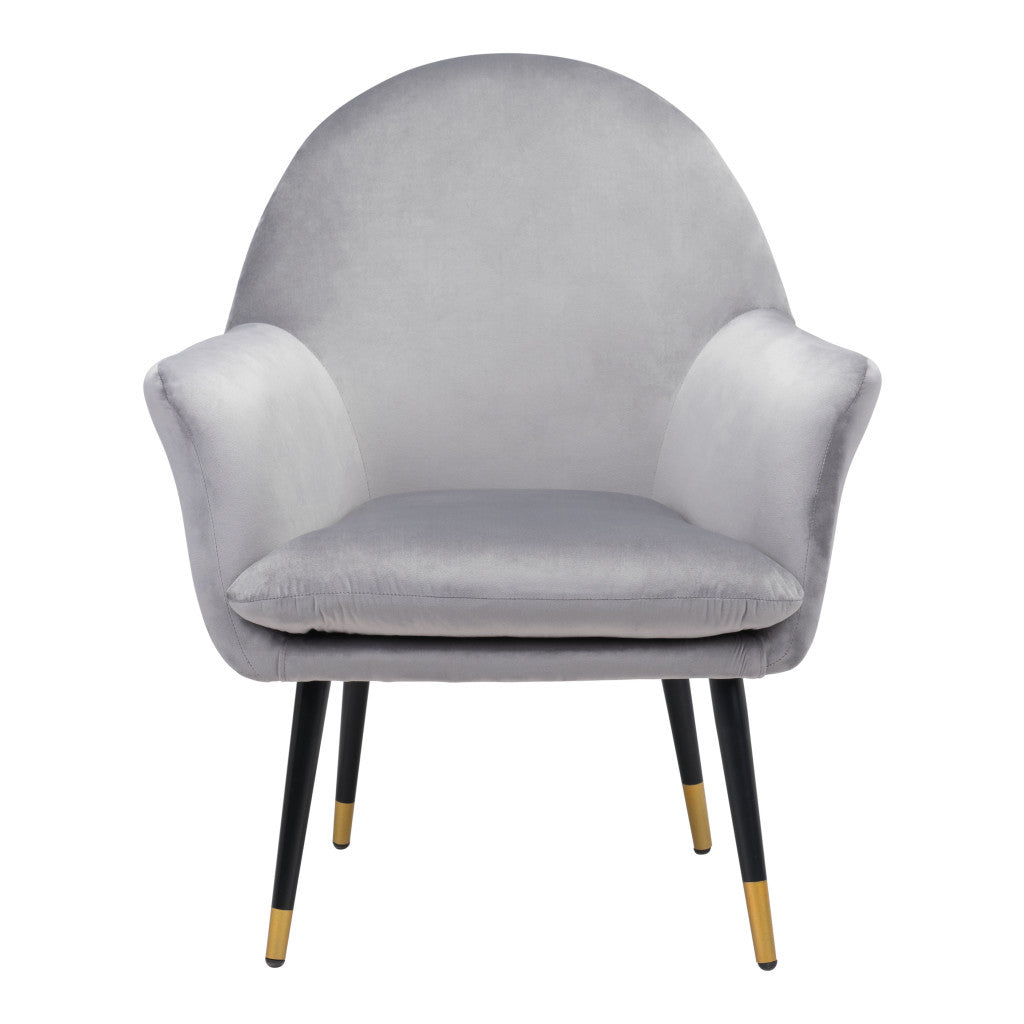 30" Gray And Gold Velvet Arm Chair-0