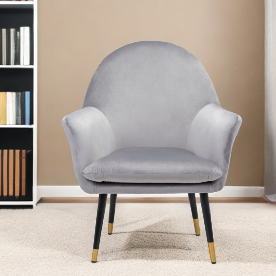 30" Gray And Gold Velvet Arm Chair-1