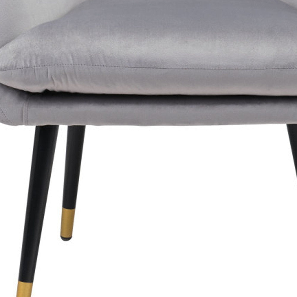 30" Gray And Gold Velvet Arm Chair-5