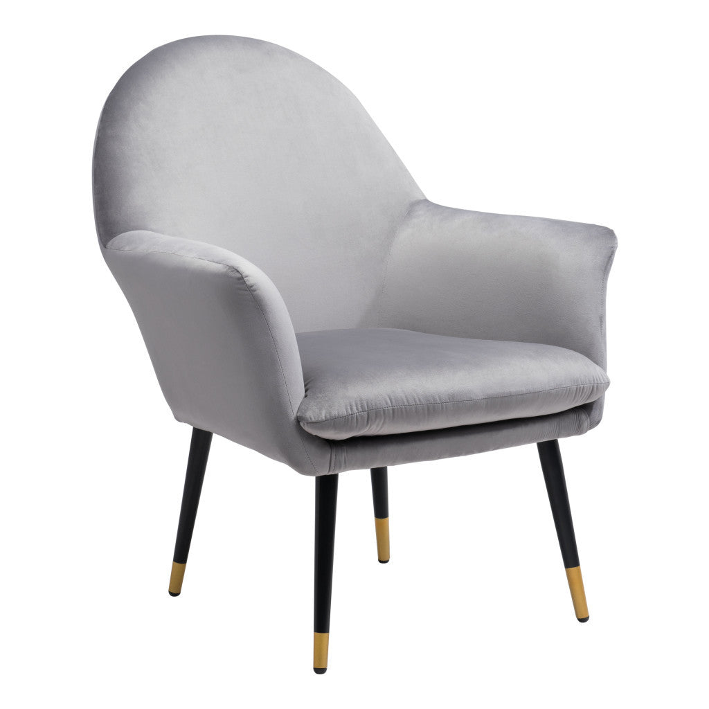 30" Gray And Gold Velvet Arm Chair-2