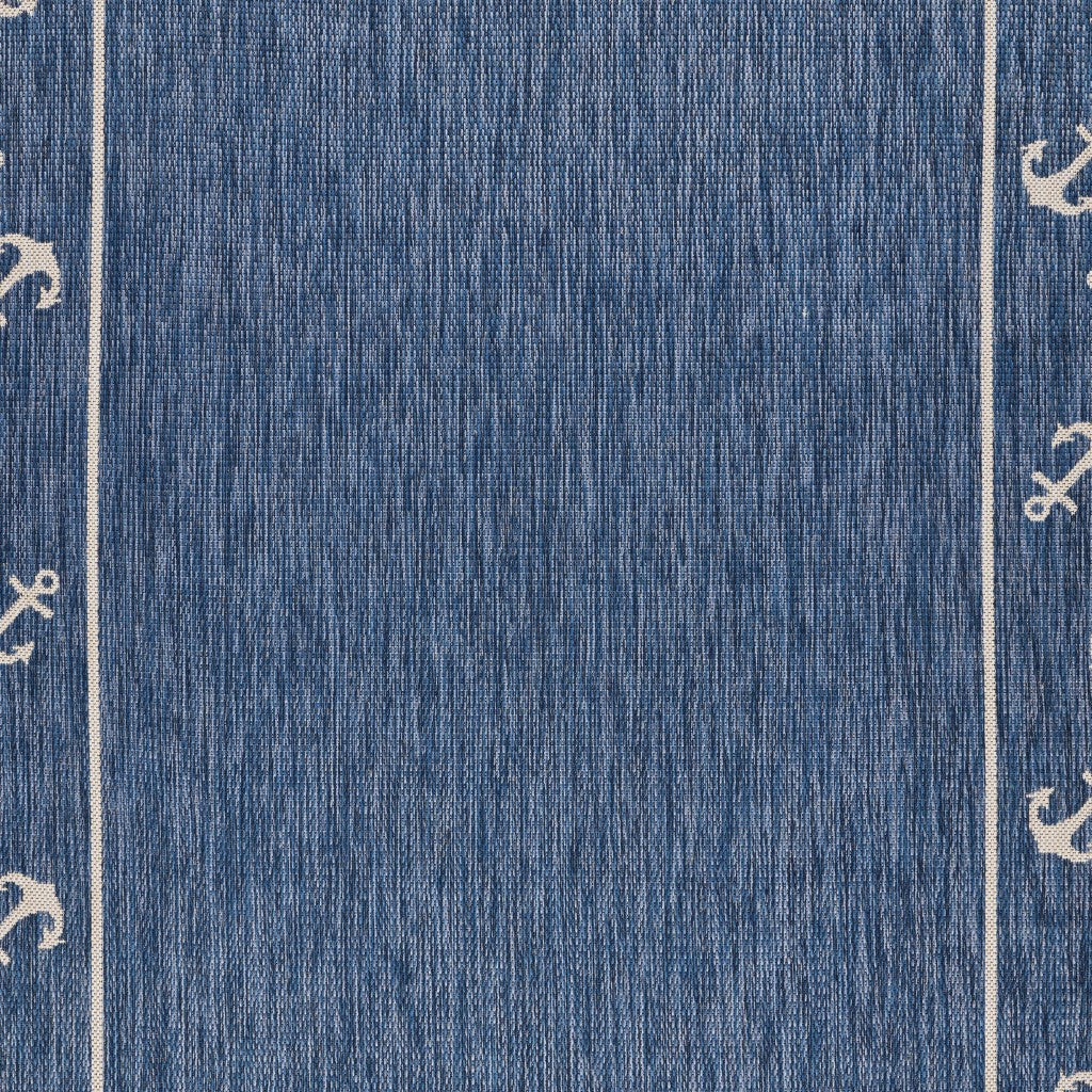 5' X 7' Blue and Natural Nautical Anchor Indoor Outdoor Area Rug-2