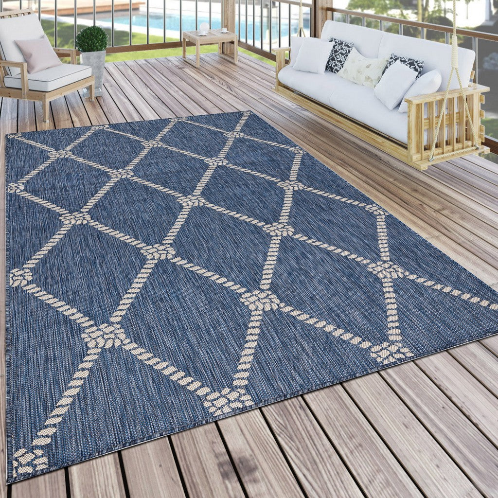 3' X 5' Blue And Gray Indoor Outdoor Area Rug-7