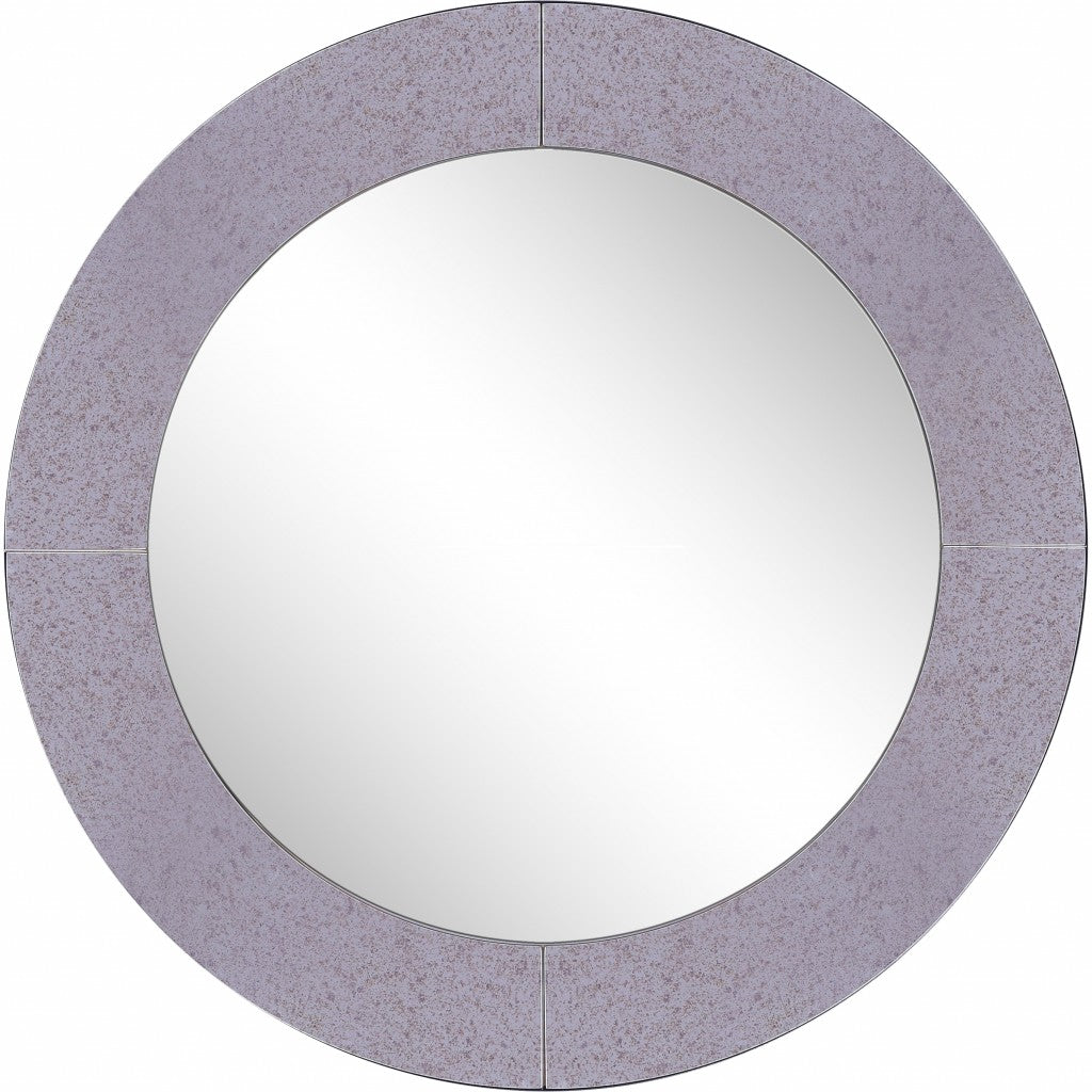 30" Gray Round Glass Framed Accent Mirror-0