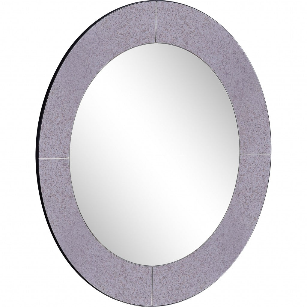 30" Gray Round Glass Framed Accent Mirror-1