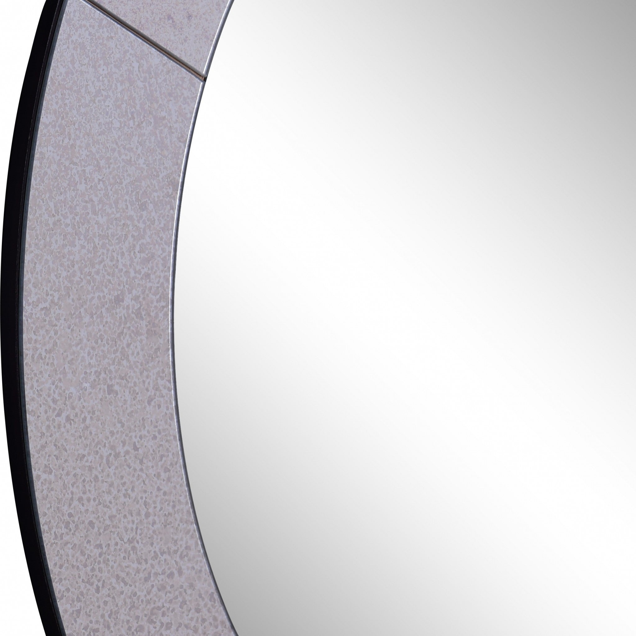 30" Gray Round Glass Framed Accent Mirror-3