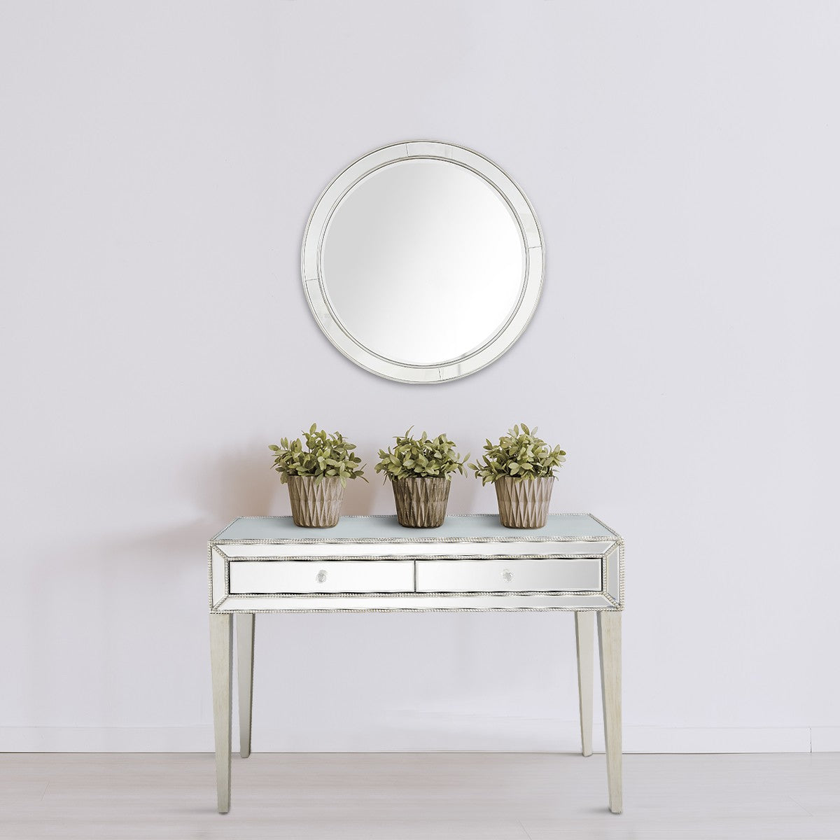 Silver Beaded Mirror and Console Table-7