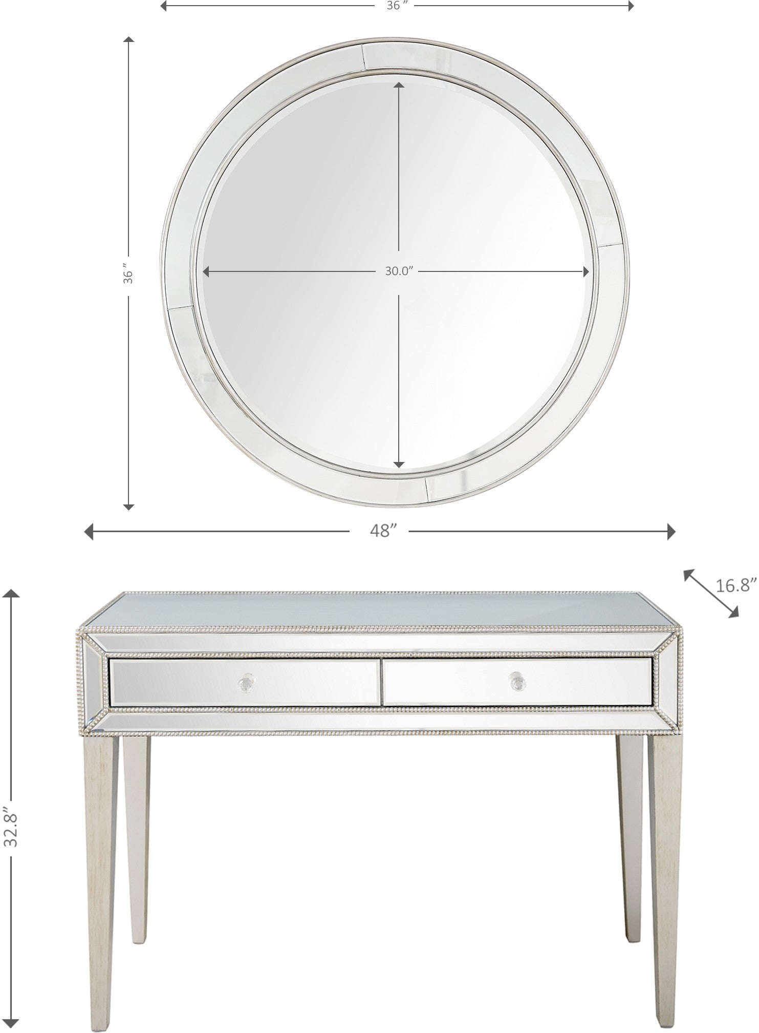 Silver Beaded Mirror and Console Table-8