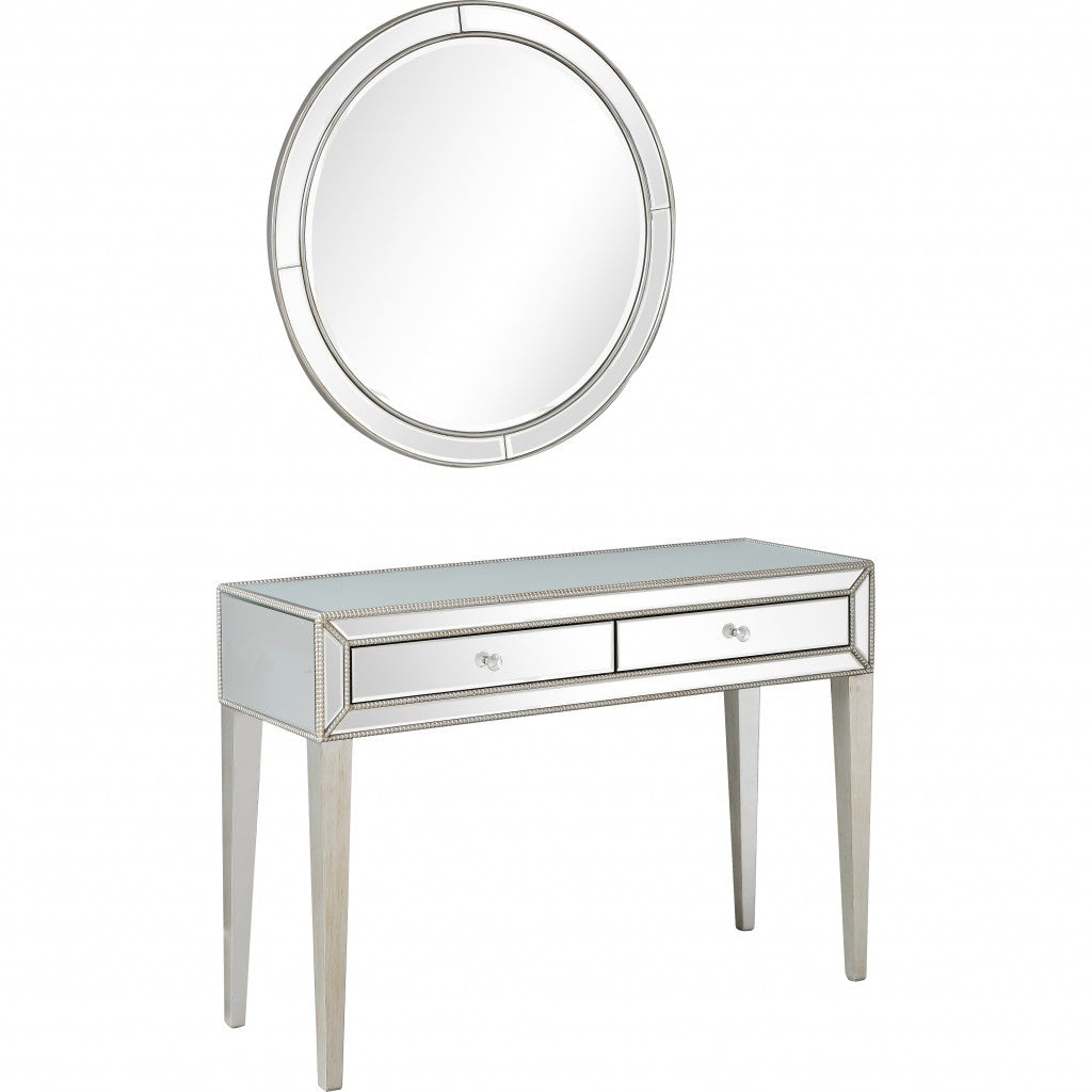 Silver Beaded Mirror and Console Table-1