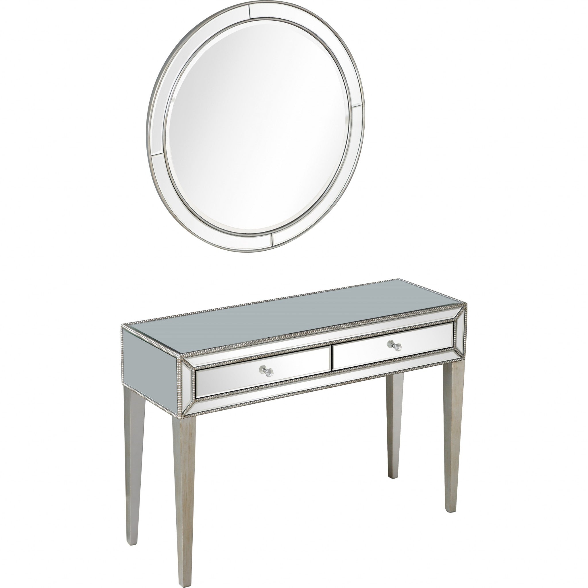 Silver Beaded Mirror and Console Table-2