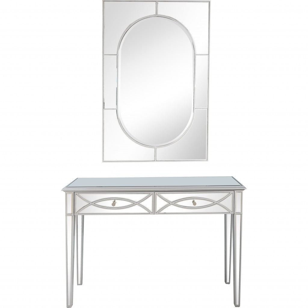 Silver Glass Mirror and Console Table-0