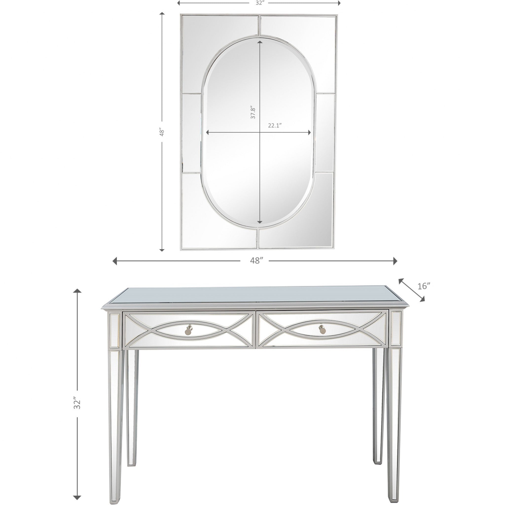 Silver Glass Mirror and Console Table-7