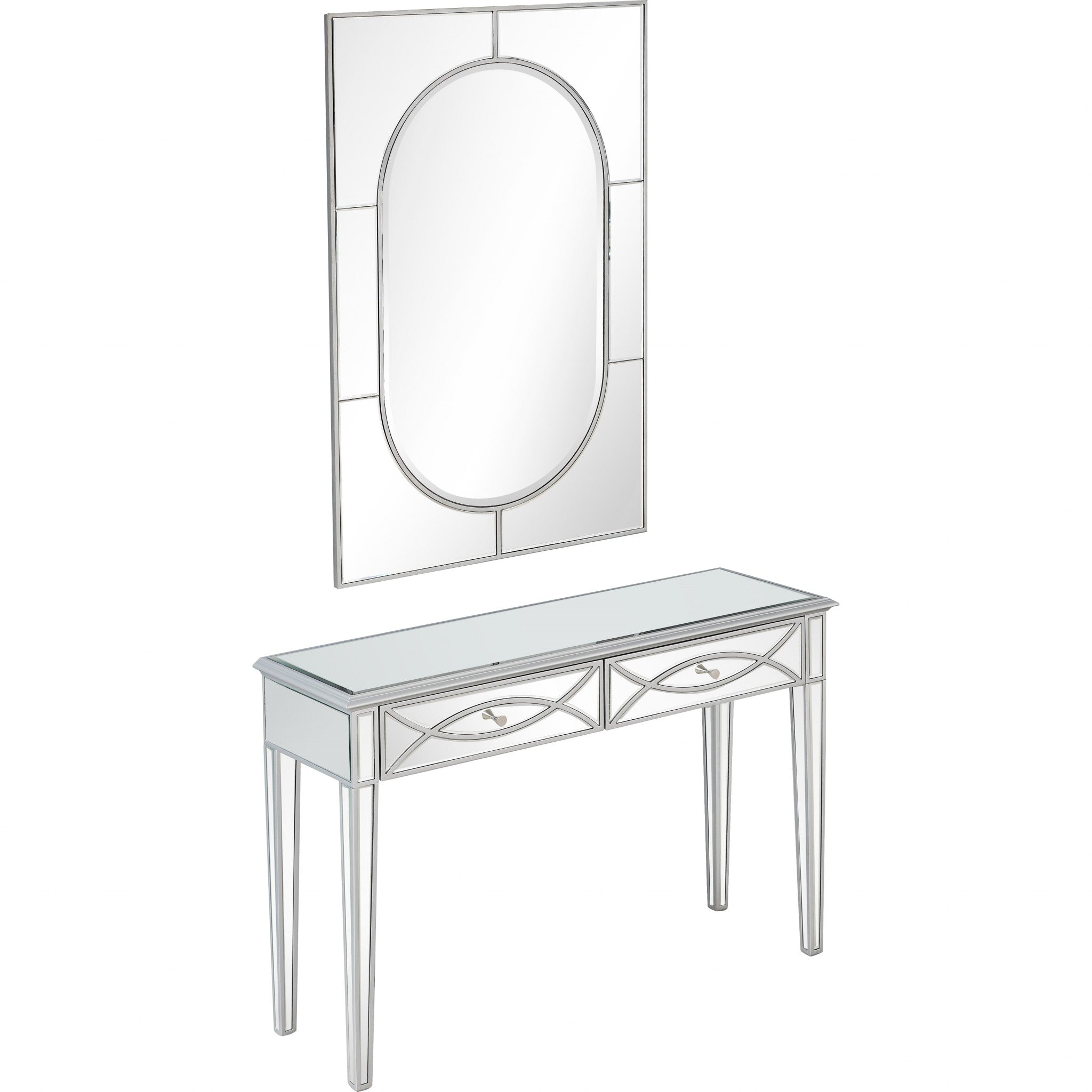 Silver Glass Mirror and Console Table-1