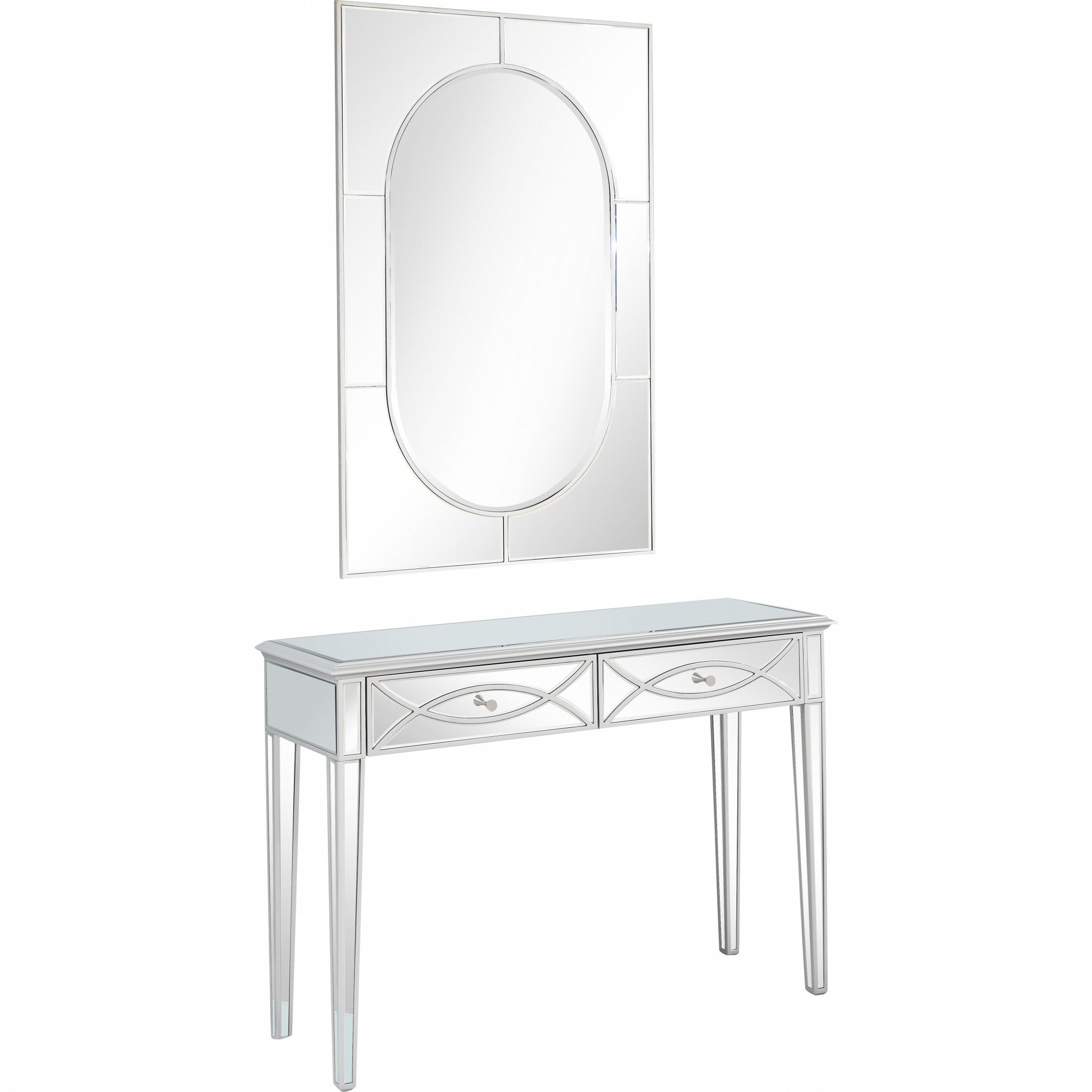 Silver Glass Mirror and Console Table-2