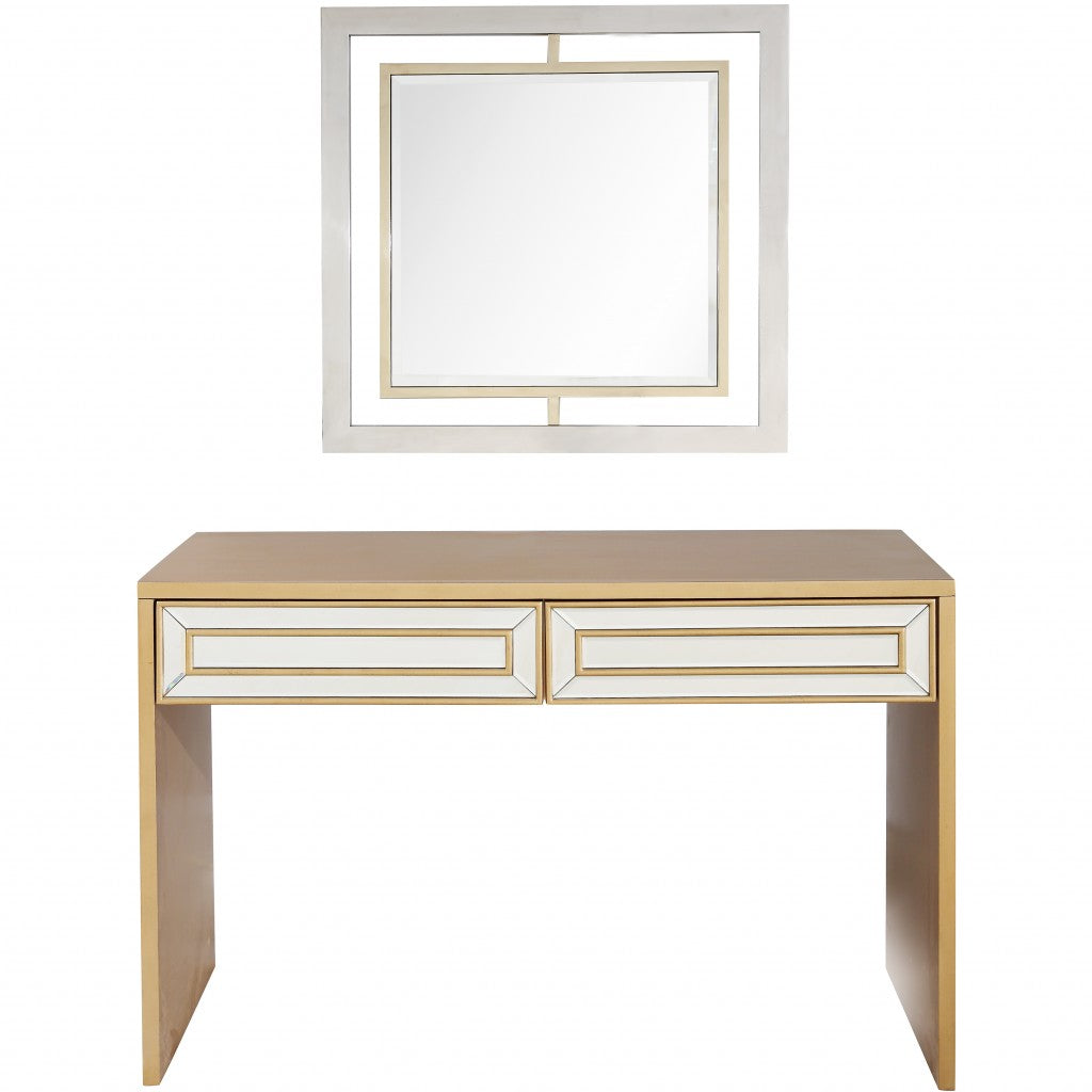 Antiqued Gold Finish Mirror and Console Table-0