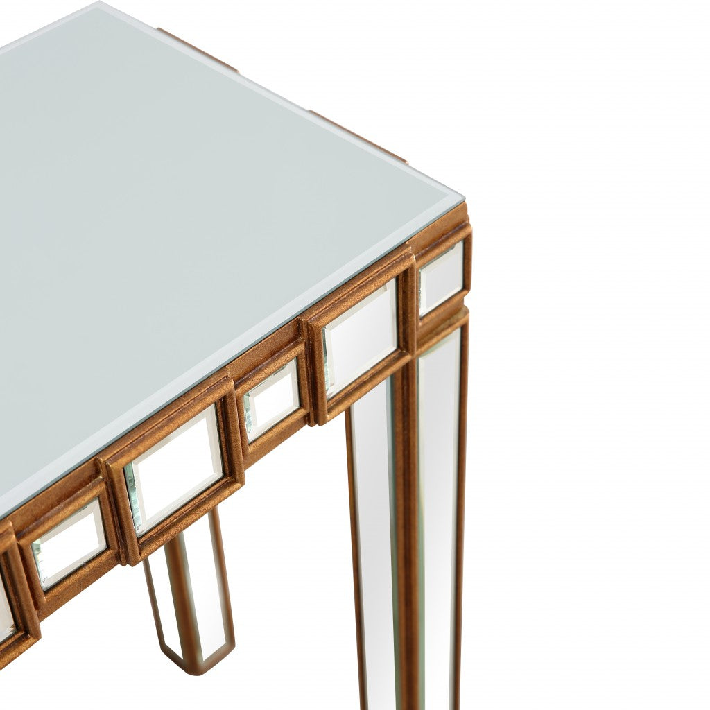 Square Reflective Mirror Console Table-8