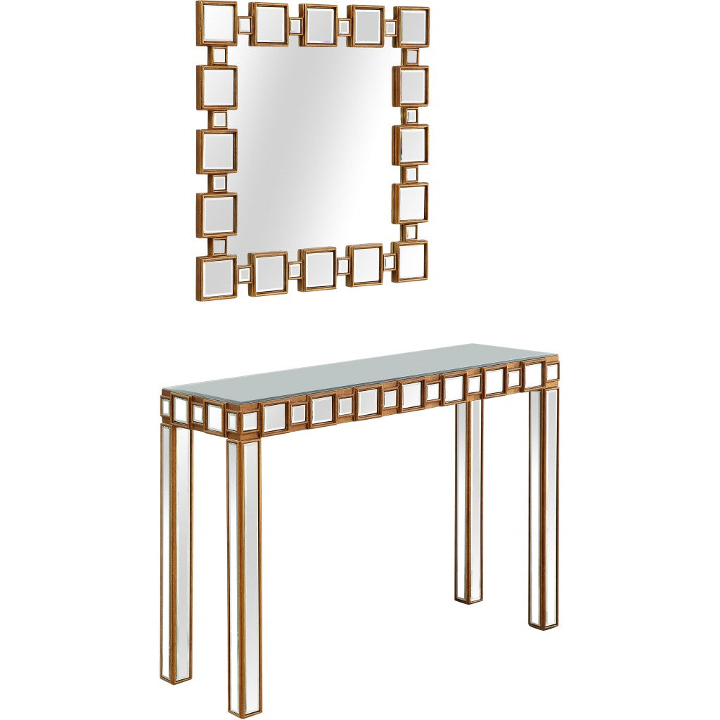 Square Reflective Mirror and Console Table-0