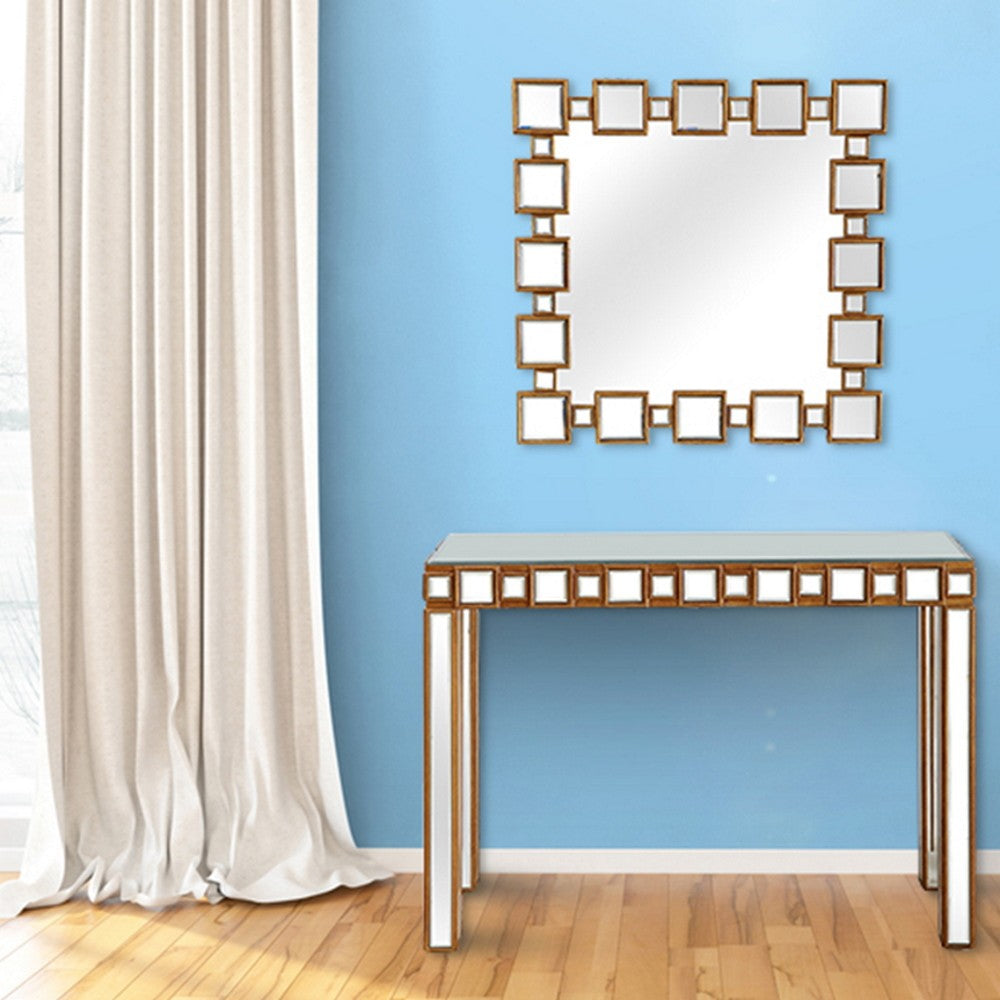 Square Reflective Mirror and Console Table-7