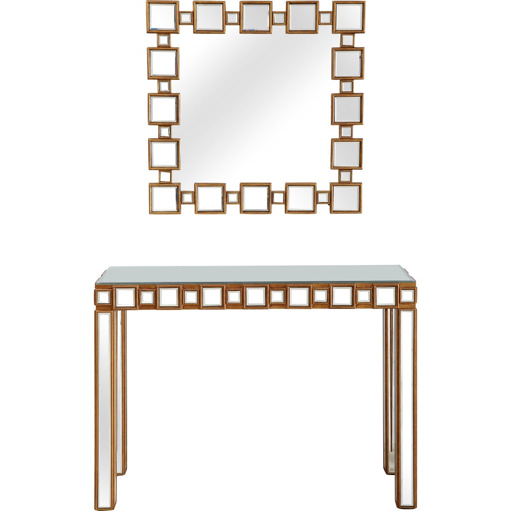 Square Reflective Mirror and Console Table-5