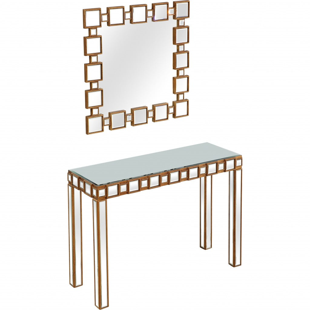 Square Reflective Mirror and Console Table-2