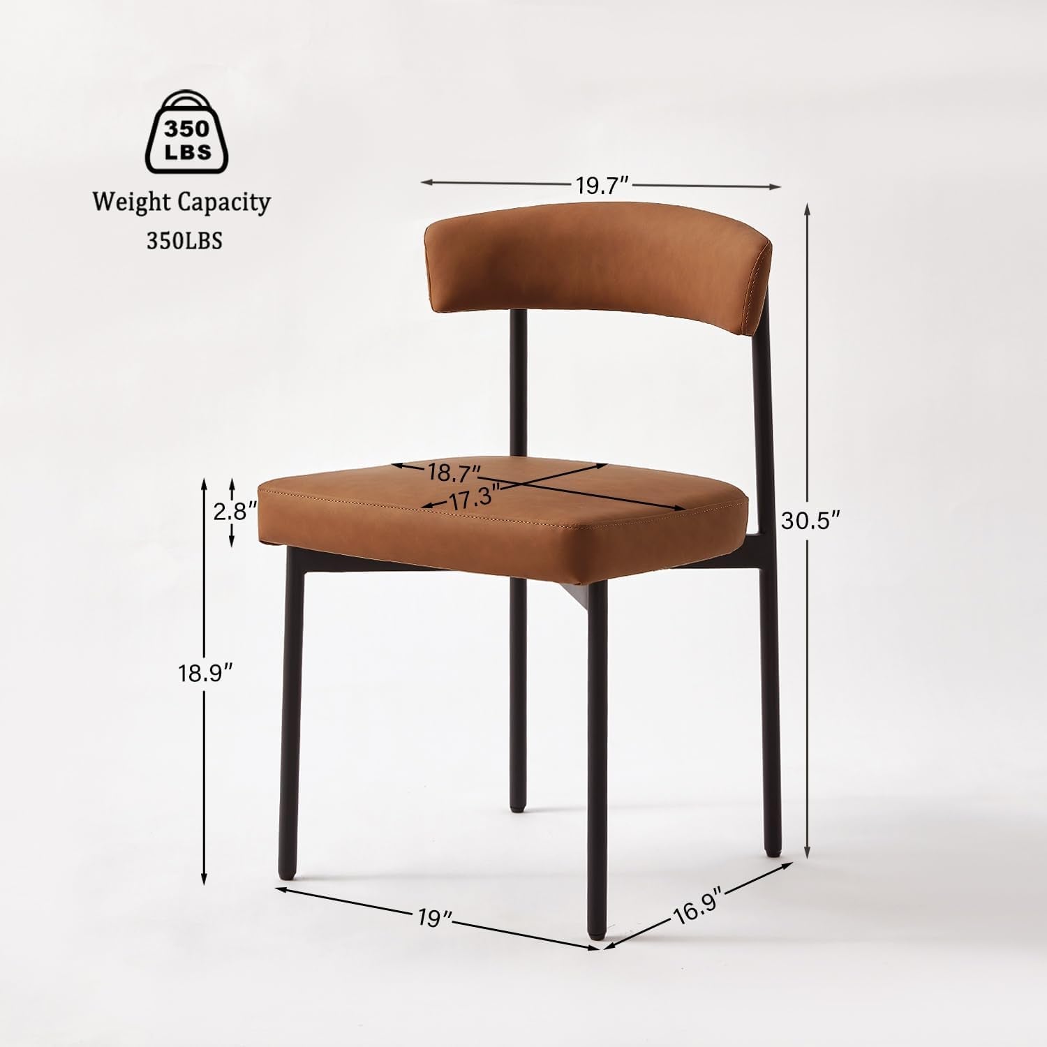 Brown Faux Leather Armless Upholstered Dining Chairs