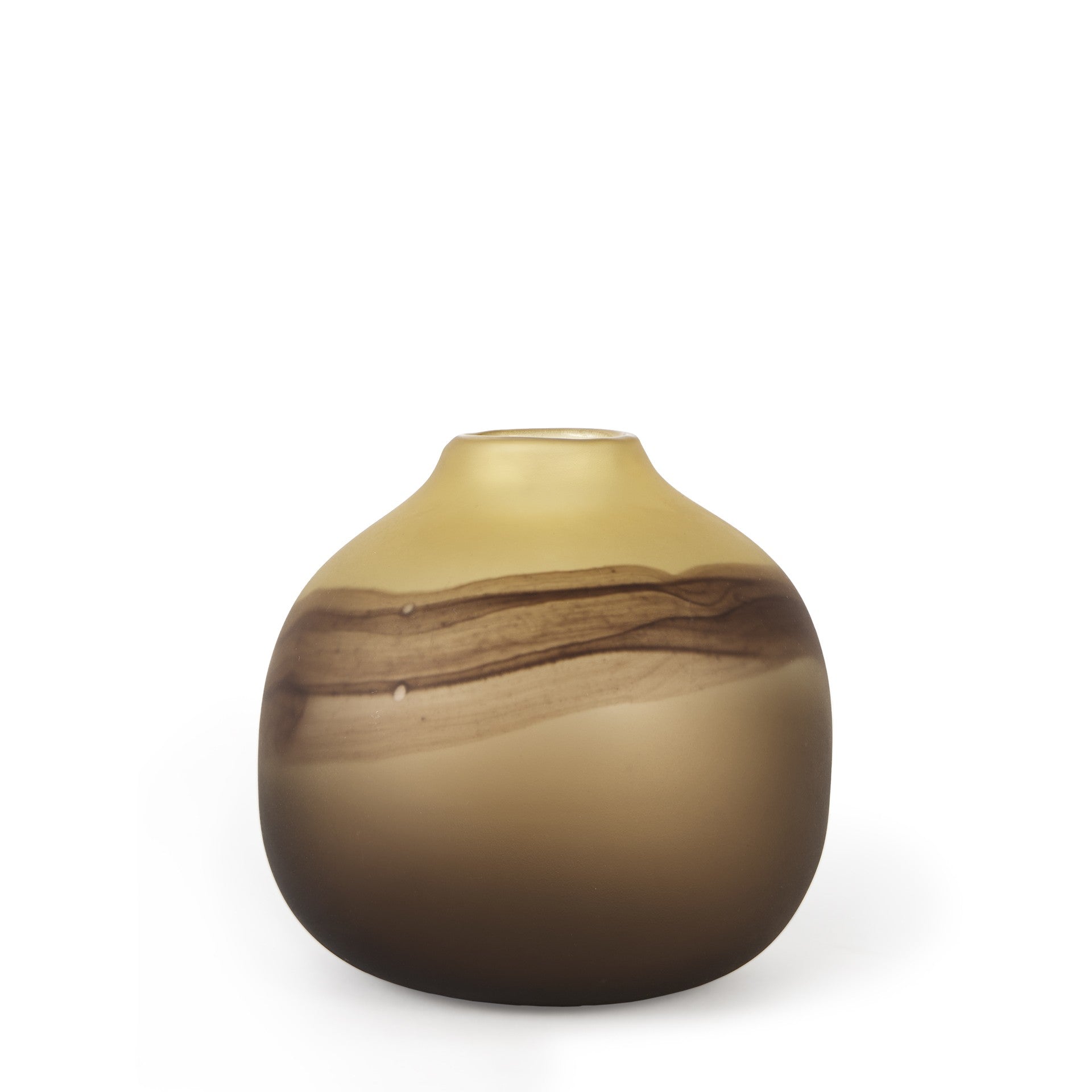 8" Brown and Beige Smoky Sand Dunes Glass Vase-0