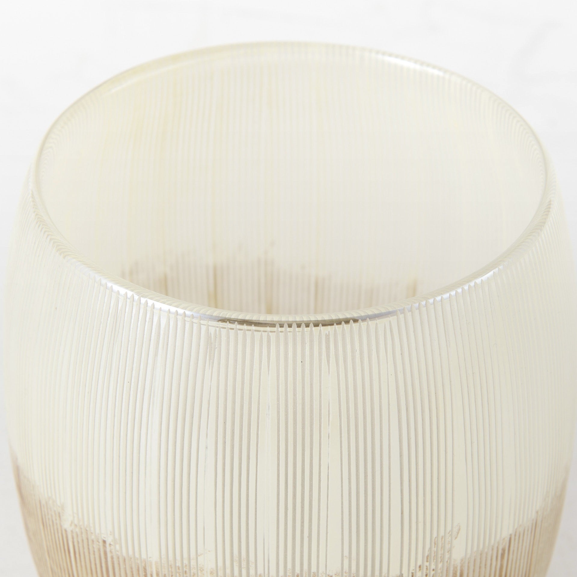 7" Creamy White and Gold Ombre Striped Long Glass Vase-3