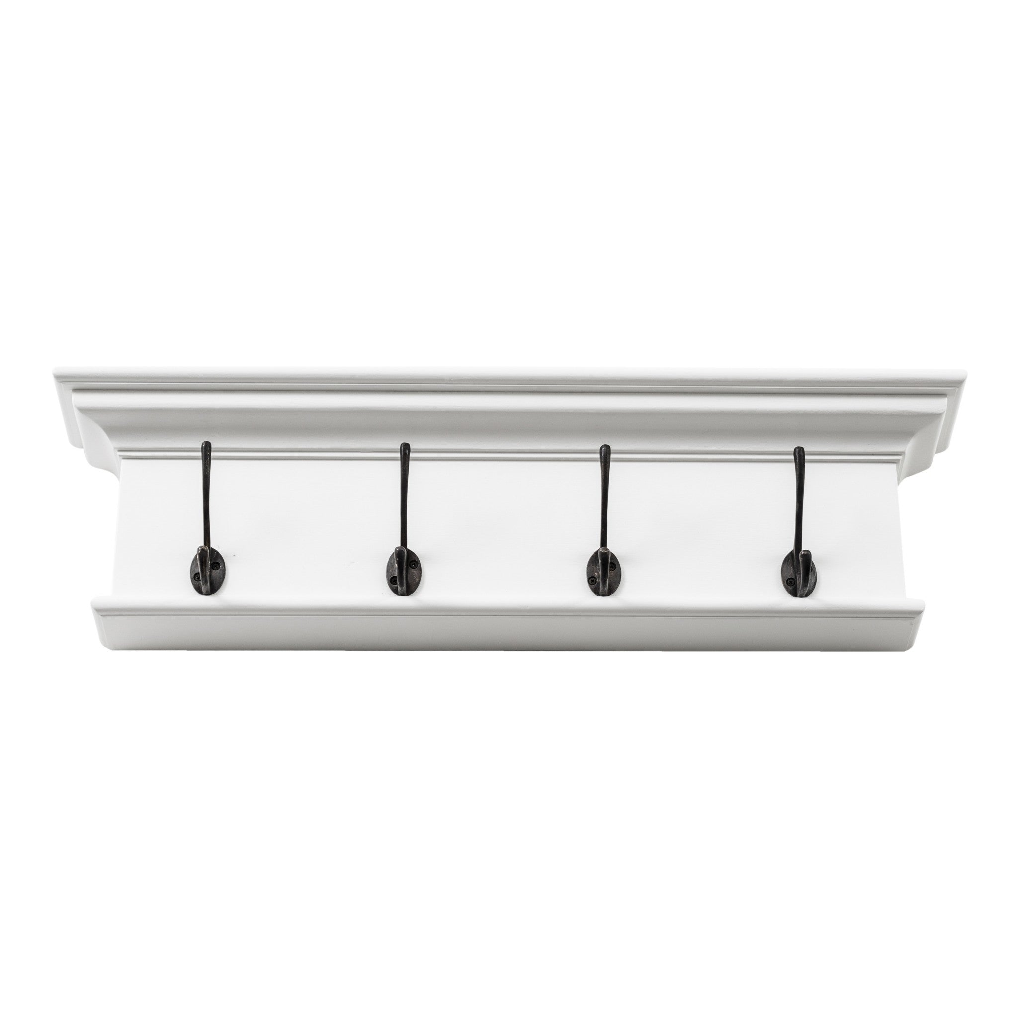 28" Classic White Wood Four Hook Hanging Coat Rack-0