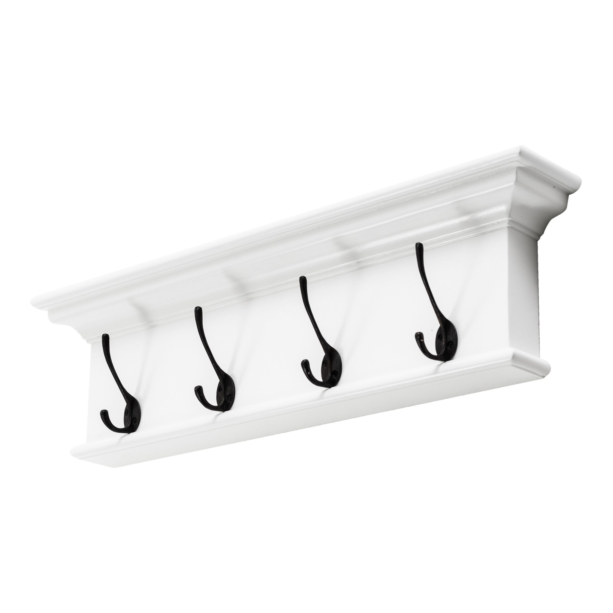 28" Classic White Wood Four Hook Hanging Coat Rack-2